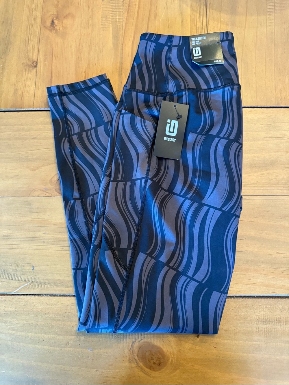 Ideology Black and Gray Wavy-Print High-Rise Leggings